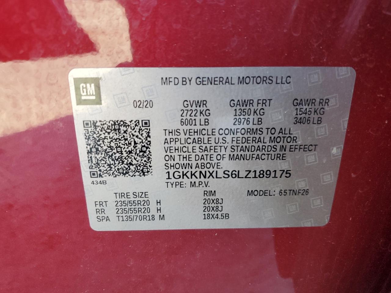 2020 GMC Acadia Denali VIN: 1GKKNXLS6LZ189175 Lot: 92206695