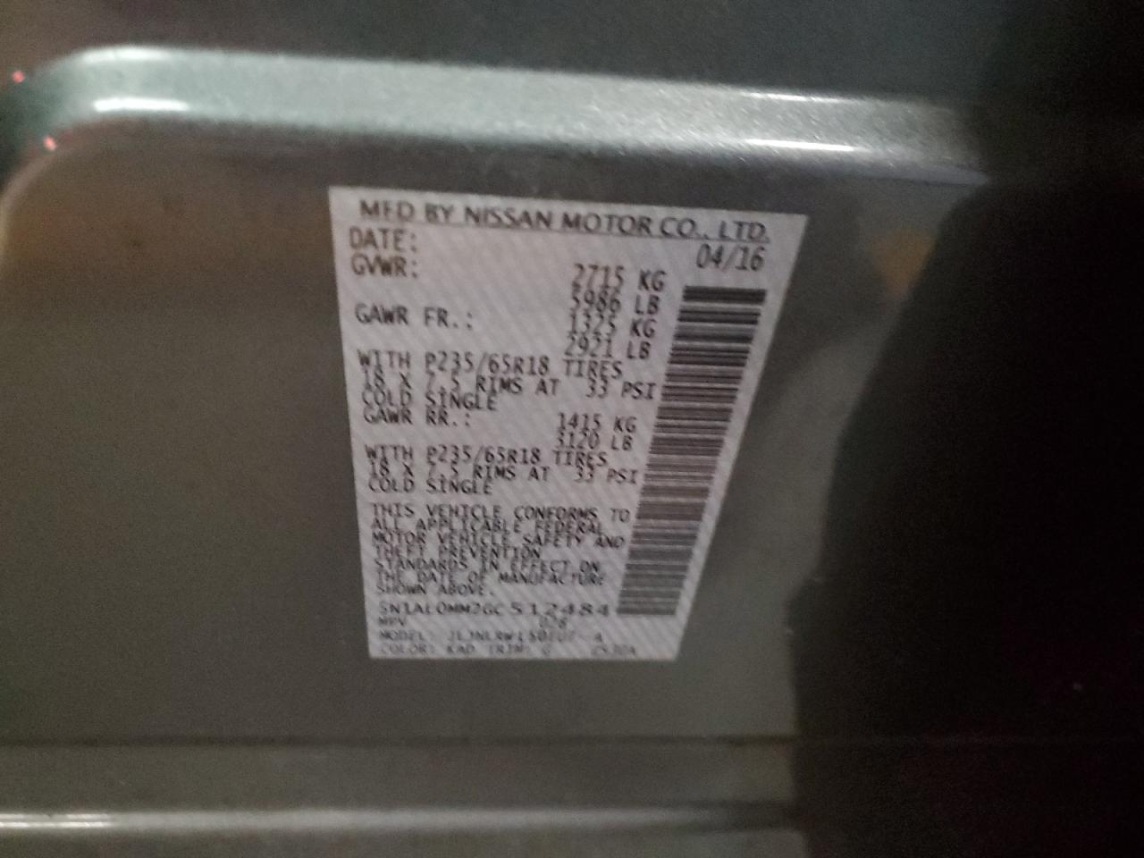 2016 Infiniti Qx60 VIN: 5N1AL0MM2GC512484 Lot: 92901955