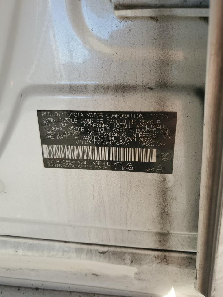 2016 Lexus Is 200T VIN: JTHBA1D25G5016942 Lot: 91452575