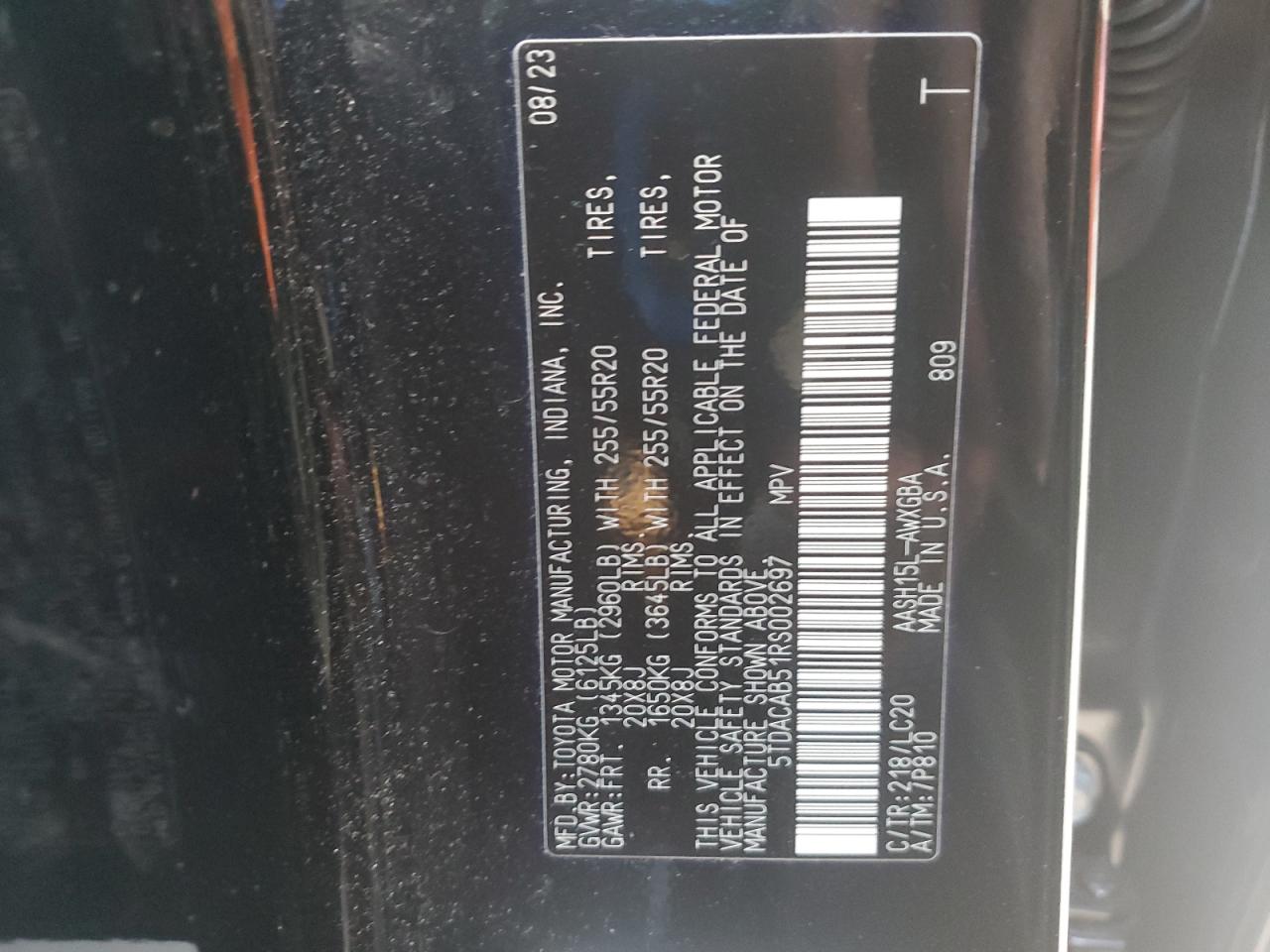 2024 Toyota Grand Highlander Xle VIN: 5TDACAB51RS002697 Lot: 92079245