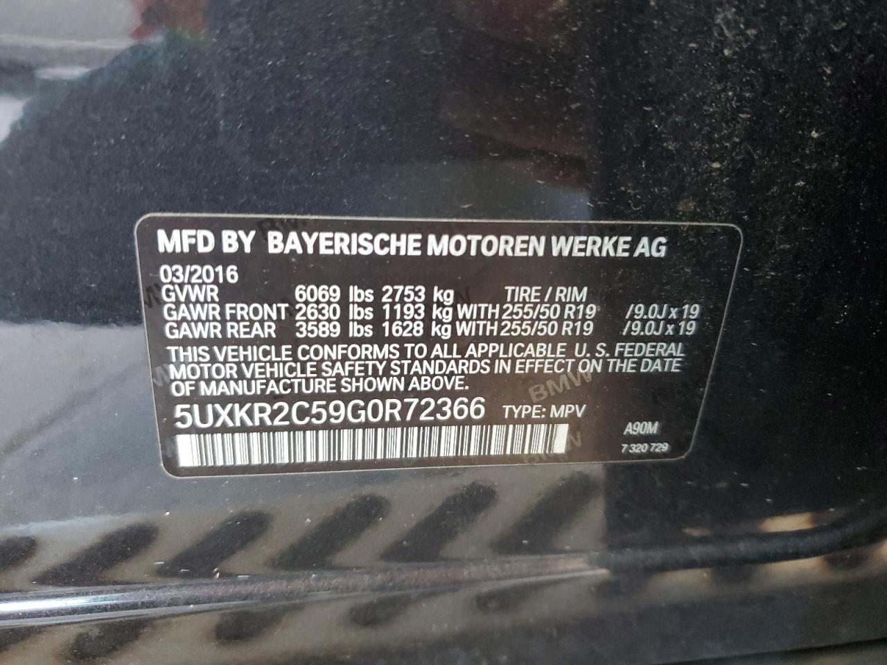 2016 BMW X5 Sdrive35I VIN: 5UXKR2C59G0R72366 Lot: 92393415