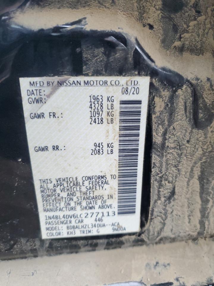 2020 Nissan Altima Sv VIN: 1N4BL4DV6LC277113 Lot: 93534225