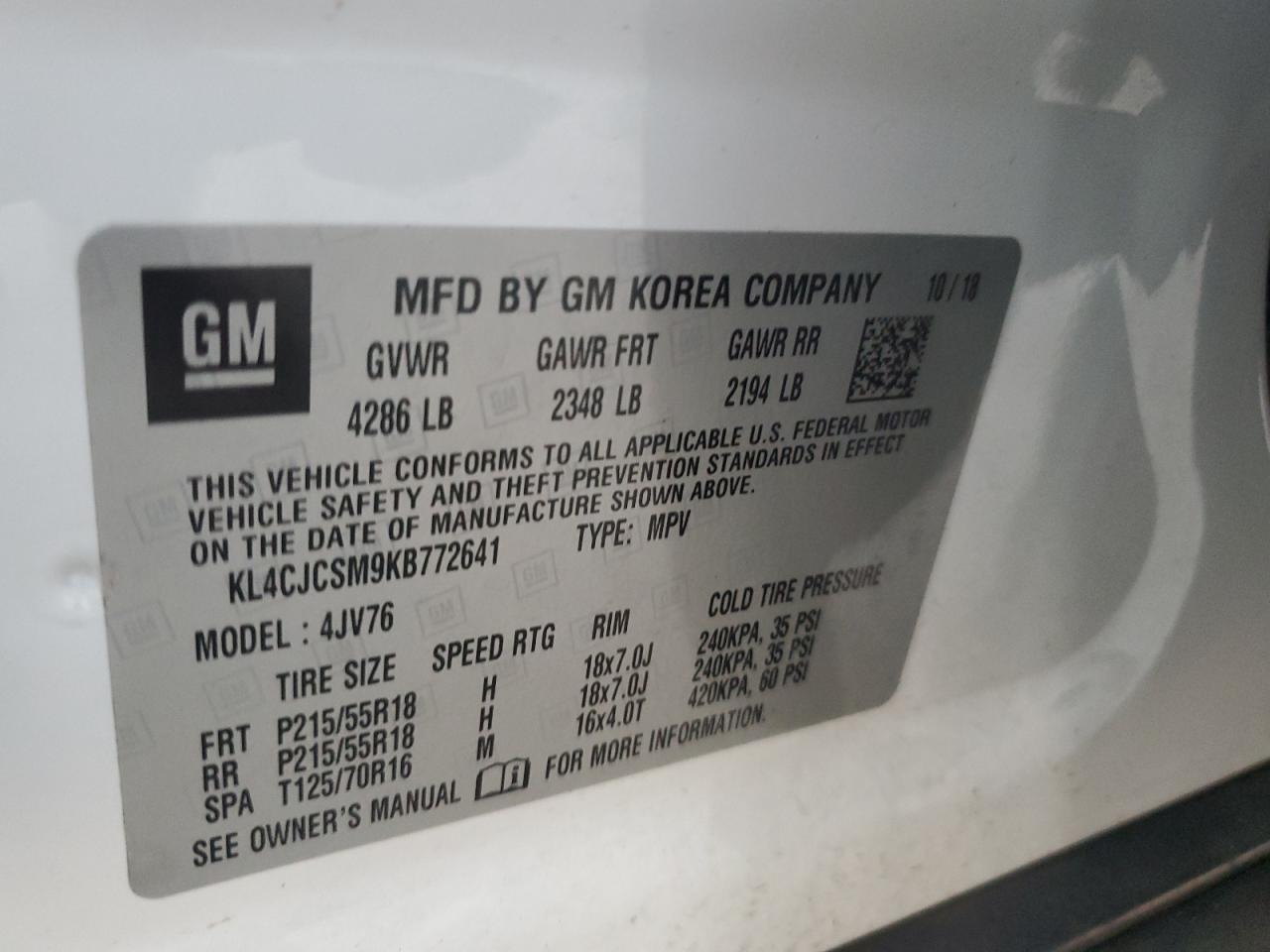 2019 Buick Encore Essence VIN: KL4CJCSM9KB772641 Lot: 91849485