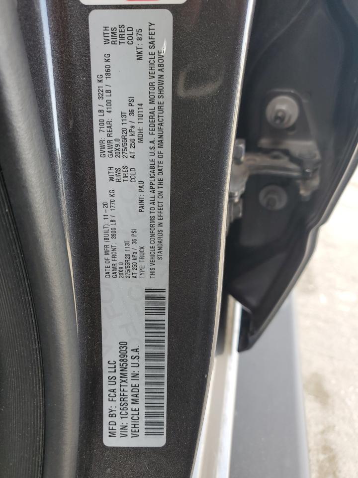 2021 Ram 1500 Big Horn/Lone Star VIN: 1C6SRFFTXMN589030 Lot: 92266215