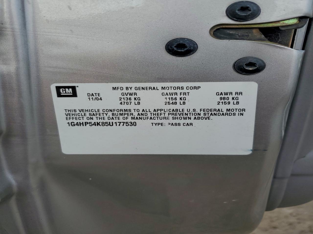 2005 Buick Lesabre Custom VIN: 1G4HP54K85U177530 Lot: 93597195