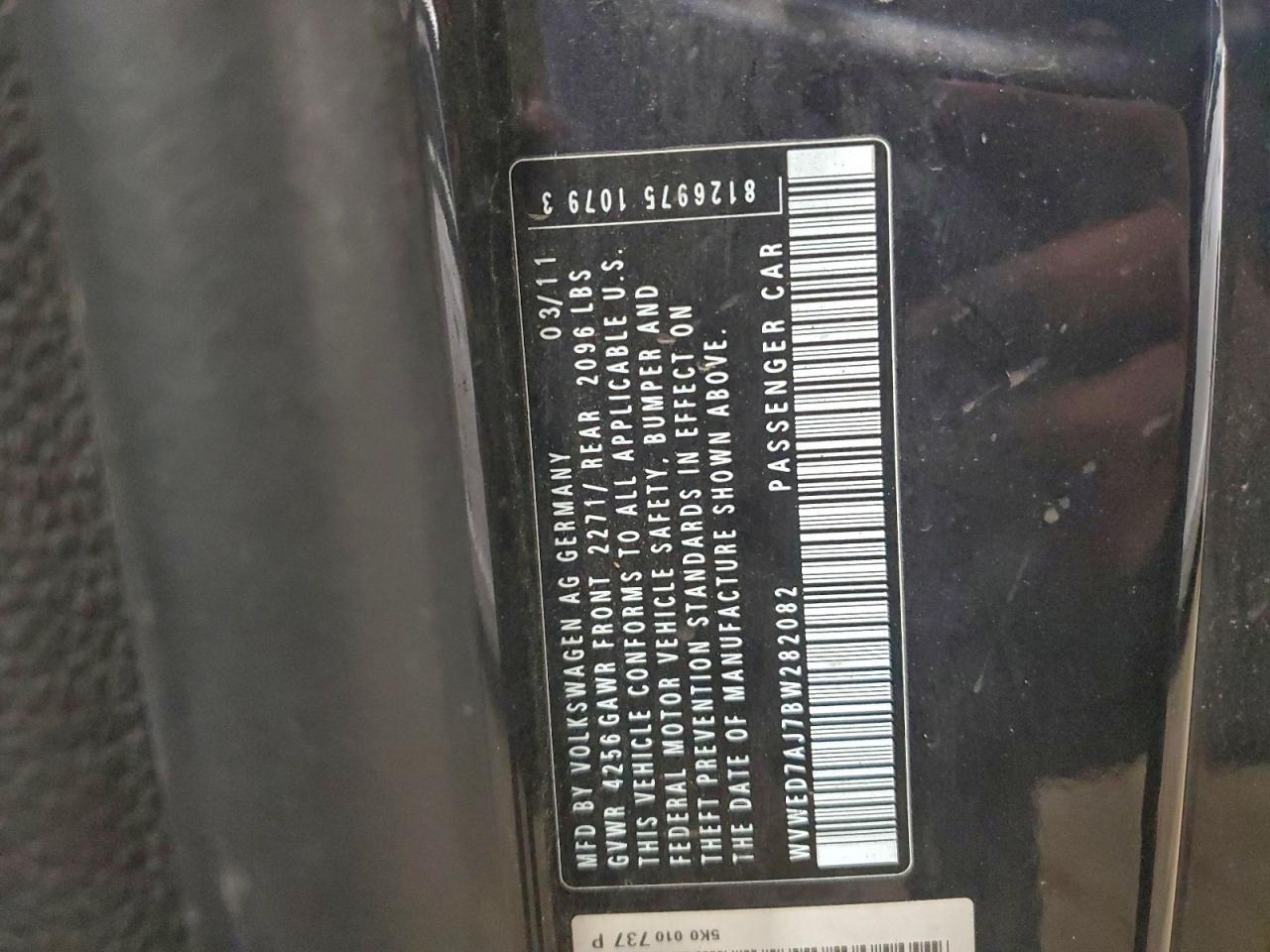 2011 Volkswagen Gti VIN: WVWED7AJ7BW282082 Lot: 94344595