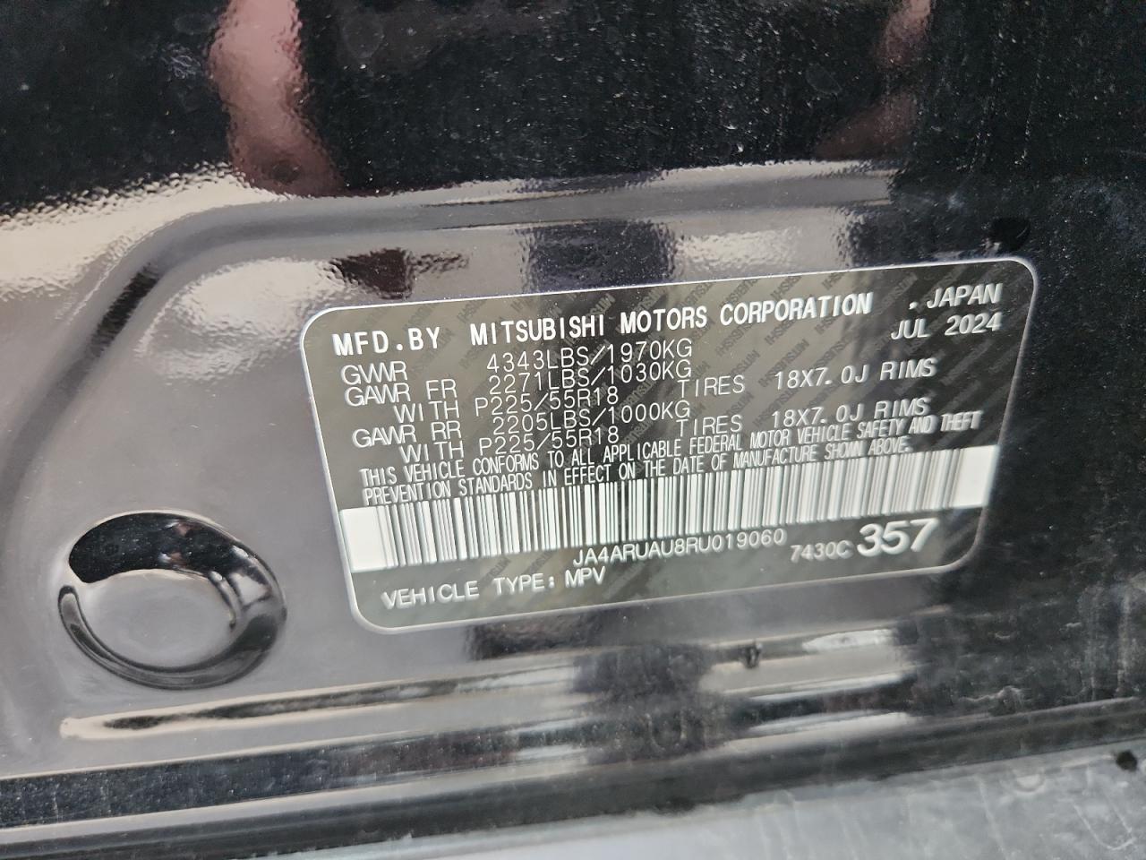 2024 Mitsubishi Outlander Sport S/Se VIN: JA4ARUAU8RU019060 Lot: 92677675