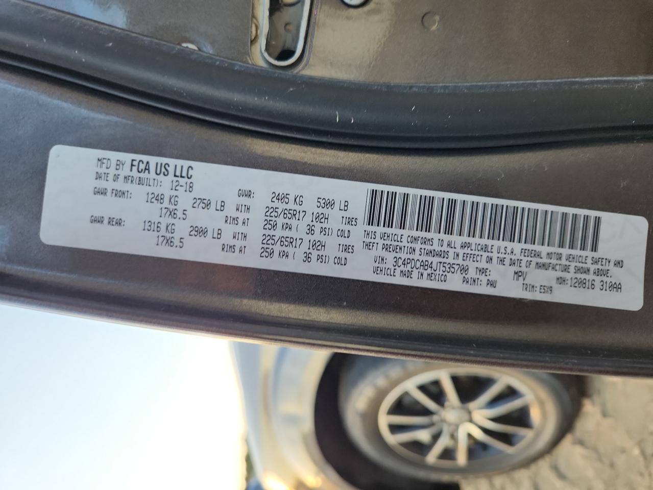 2018 Dodge Journey Se VIN: 3C4PDCAB4JT535700 Lot: 92685945