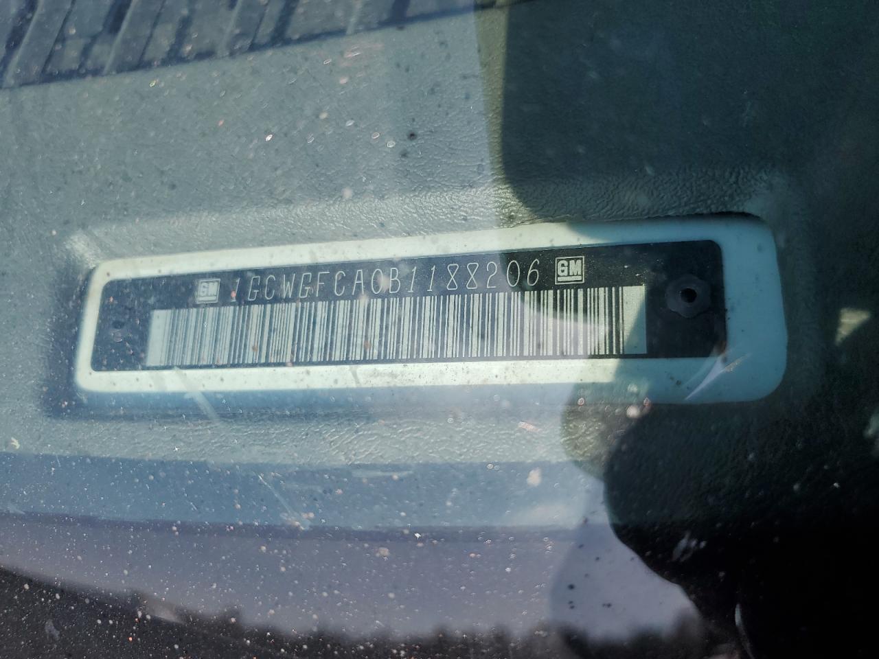 2011 Chevrolet Express G2500 Utility / Service Van VIN: 1GCWGFCA0B1188206 Lot: 92180405