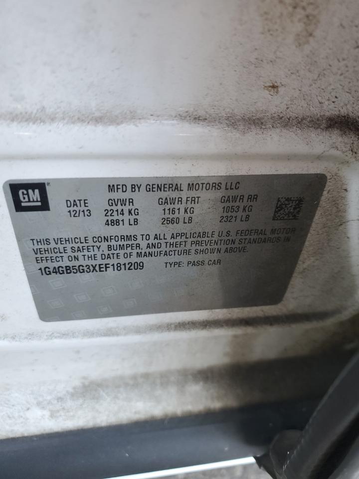 2014 Buick Lacrosse VIN: 1G4GB5G3XEF181209 Lot: 92812635