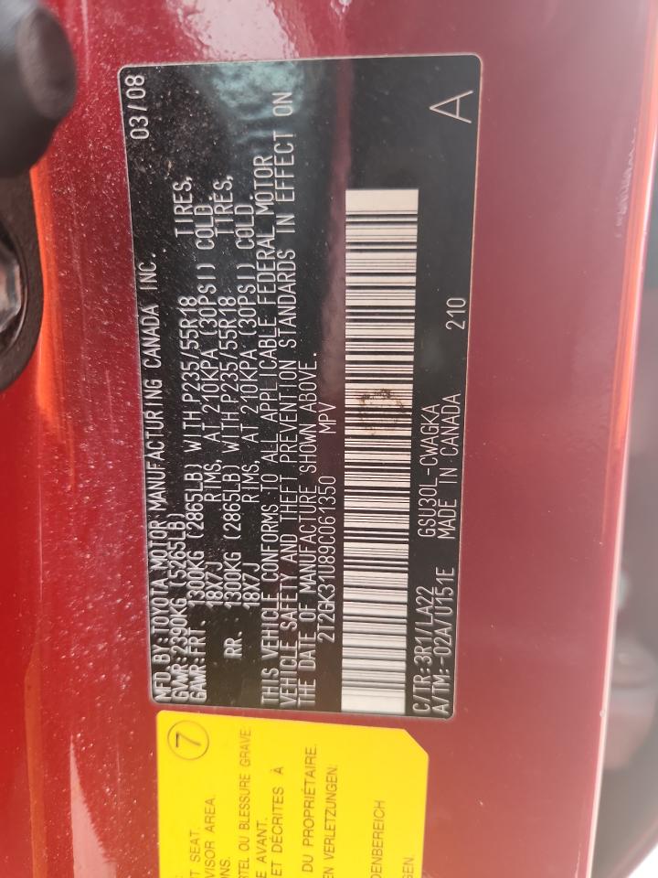 2009 Lexus Rx 350 VIN: 2T2GK31U89C061350 Lot: 93332545