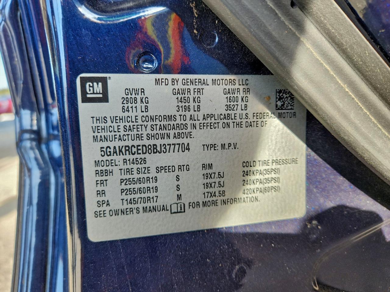 2011 Buick Enclave Cxl VIN: 5GAKRCED8BJ377704 Lot: 94169945