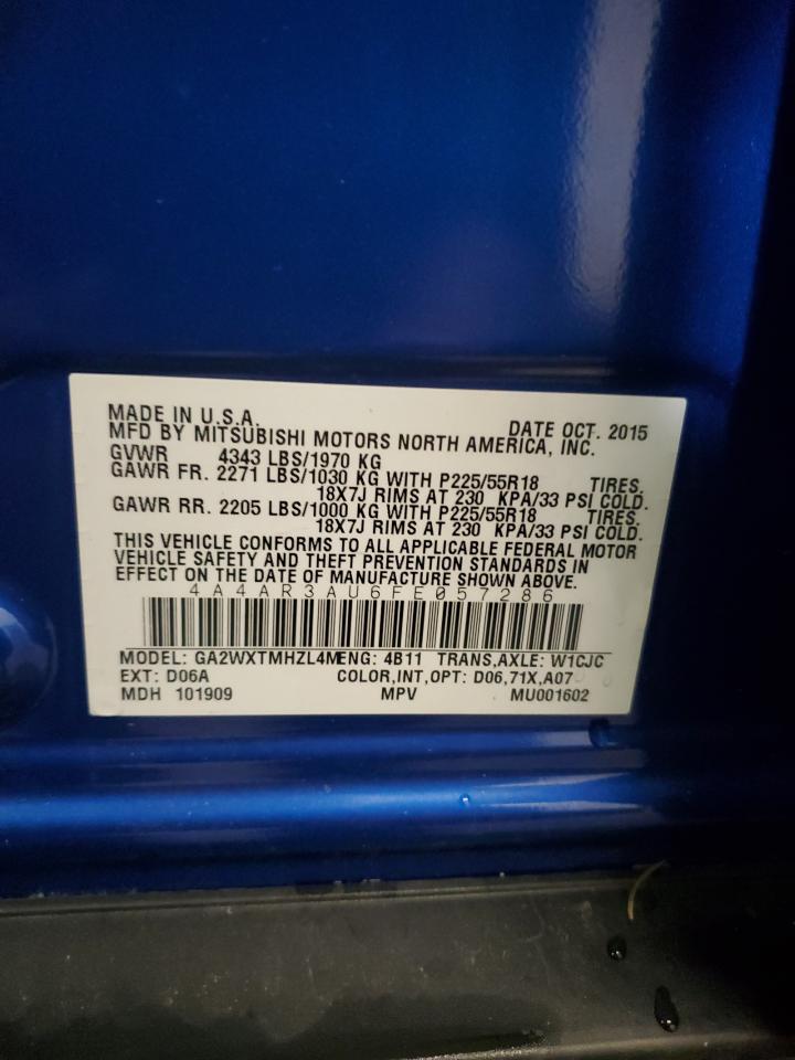 2015 Mitsubishi Outlander Sport Es VIN: 4A4AR3AU6FE057286 Lot: 93930055