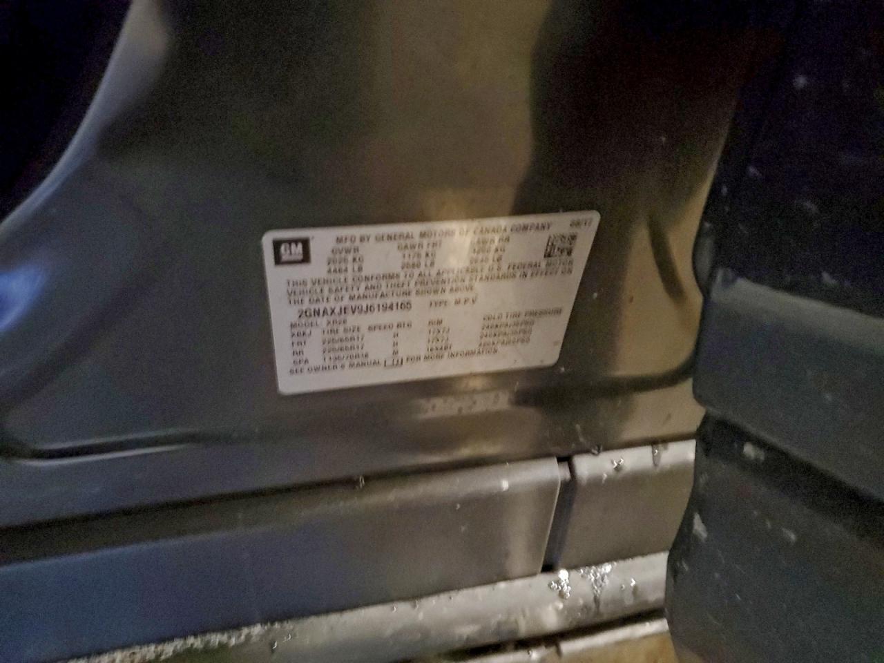 2018 Chevrolet Equinox Lt VIN: 2GNAXJEV9J6194165 Lot: 94341495