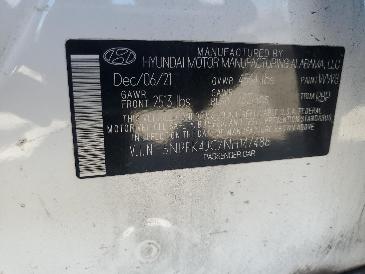 2022 Hyundai Sonata N Line VIN: 5NPEK4JC7NH147488 Lot: 91448515