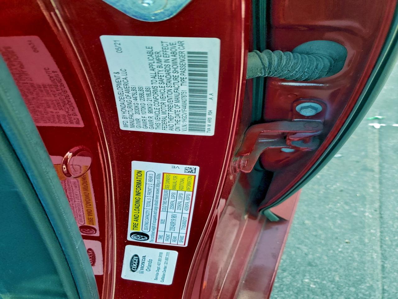 2021 Honda Accord Sport Se VIN: 1HGCV1F44MA078751 Lot: 94481685