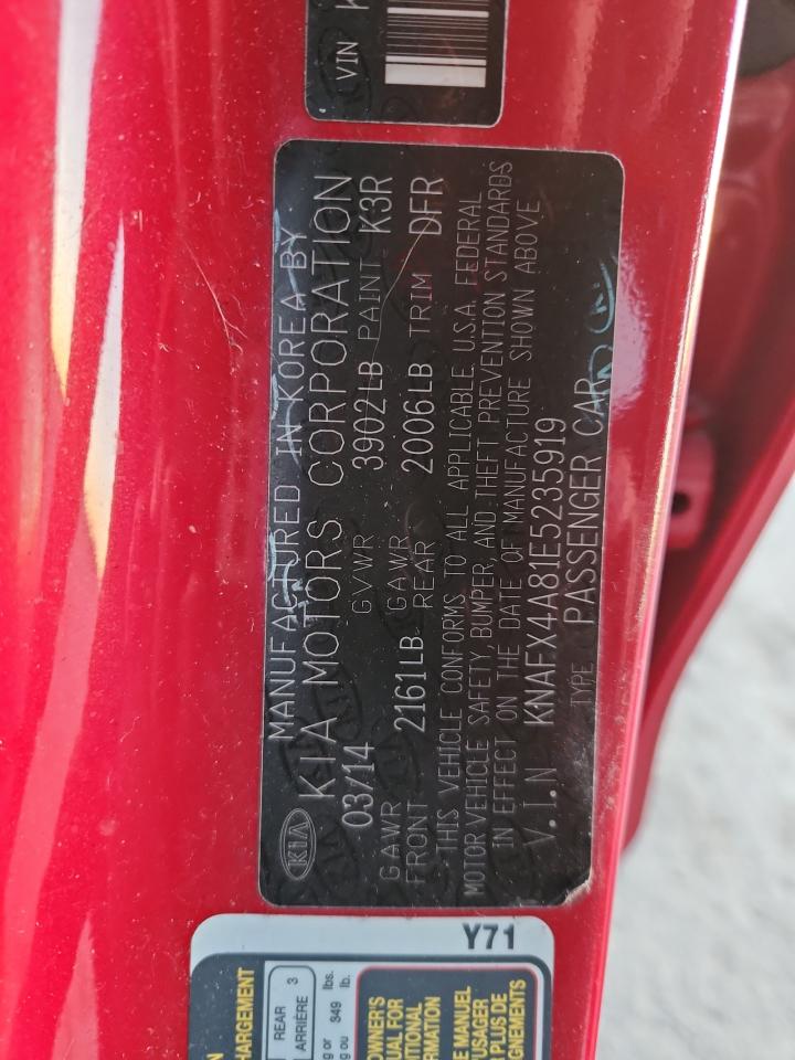 2014 Kia Forte Ex VIN: KNAFX4A81E5235919 Lot: 92027905