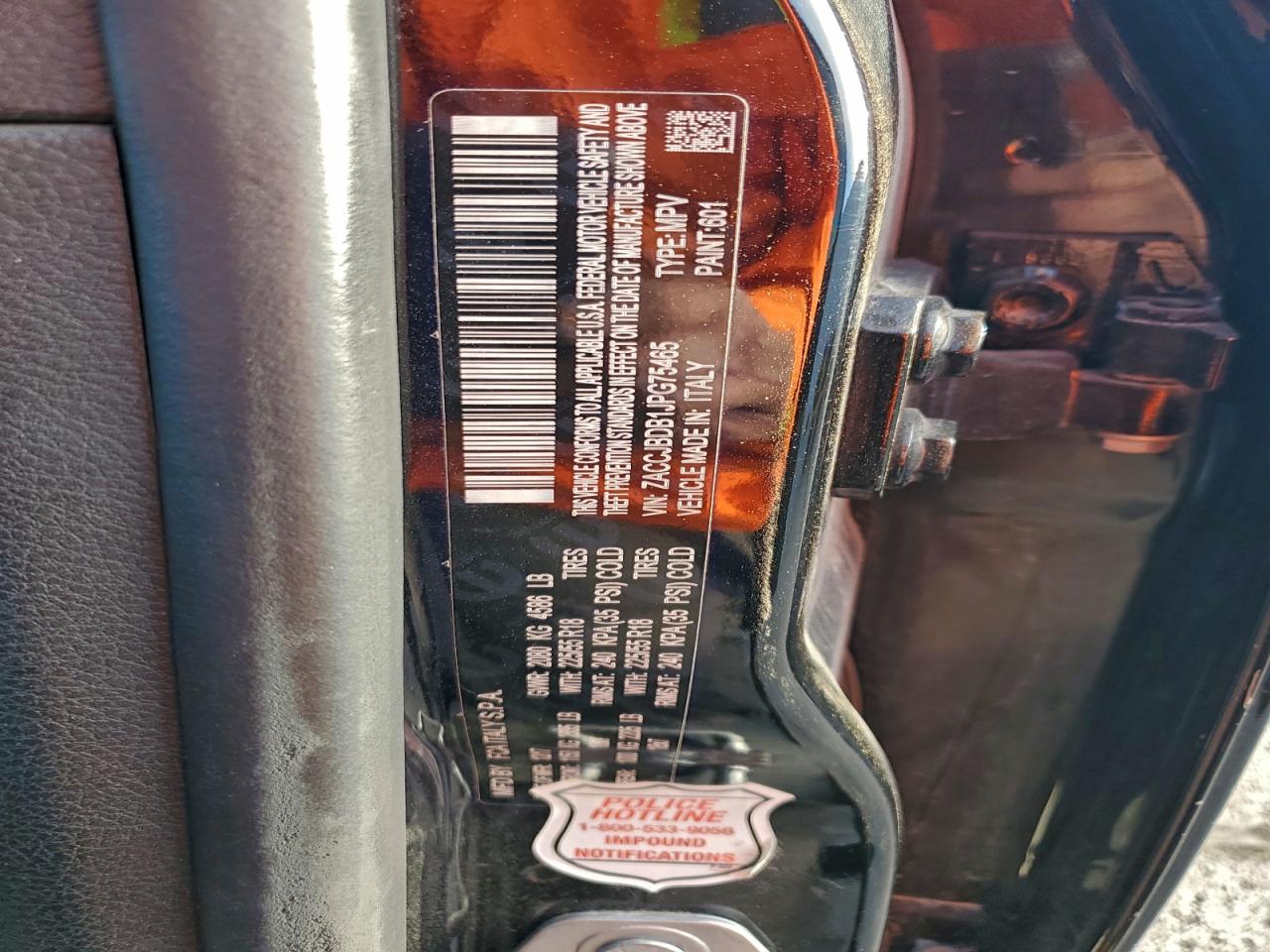 2018 Jeep Renegade Limited VIN: ZACCJBDB1JPG75465 Lot: 94388925