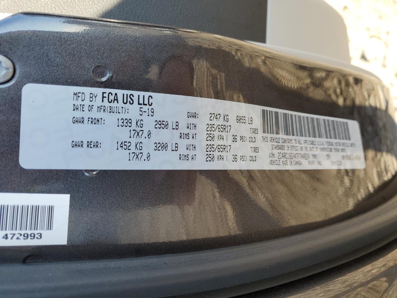 2019 Chrysler Pacifica Touring L VIN: 2C4RC1BG4KR704824 Lot: 91435945