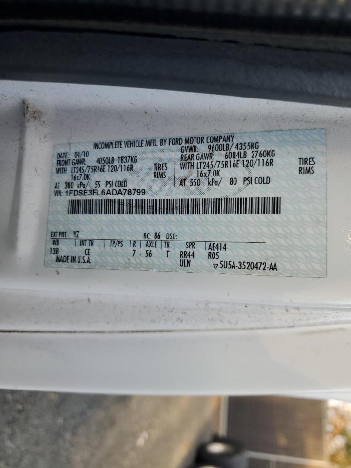 2010 Ford E350 Delivery Truck VIN: 1FDSE3FL6ADA78799 Lot: 91636095