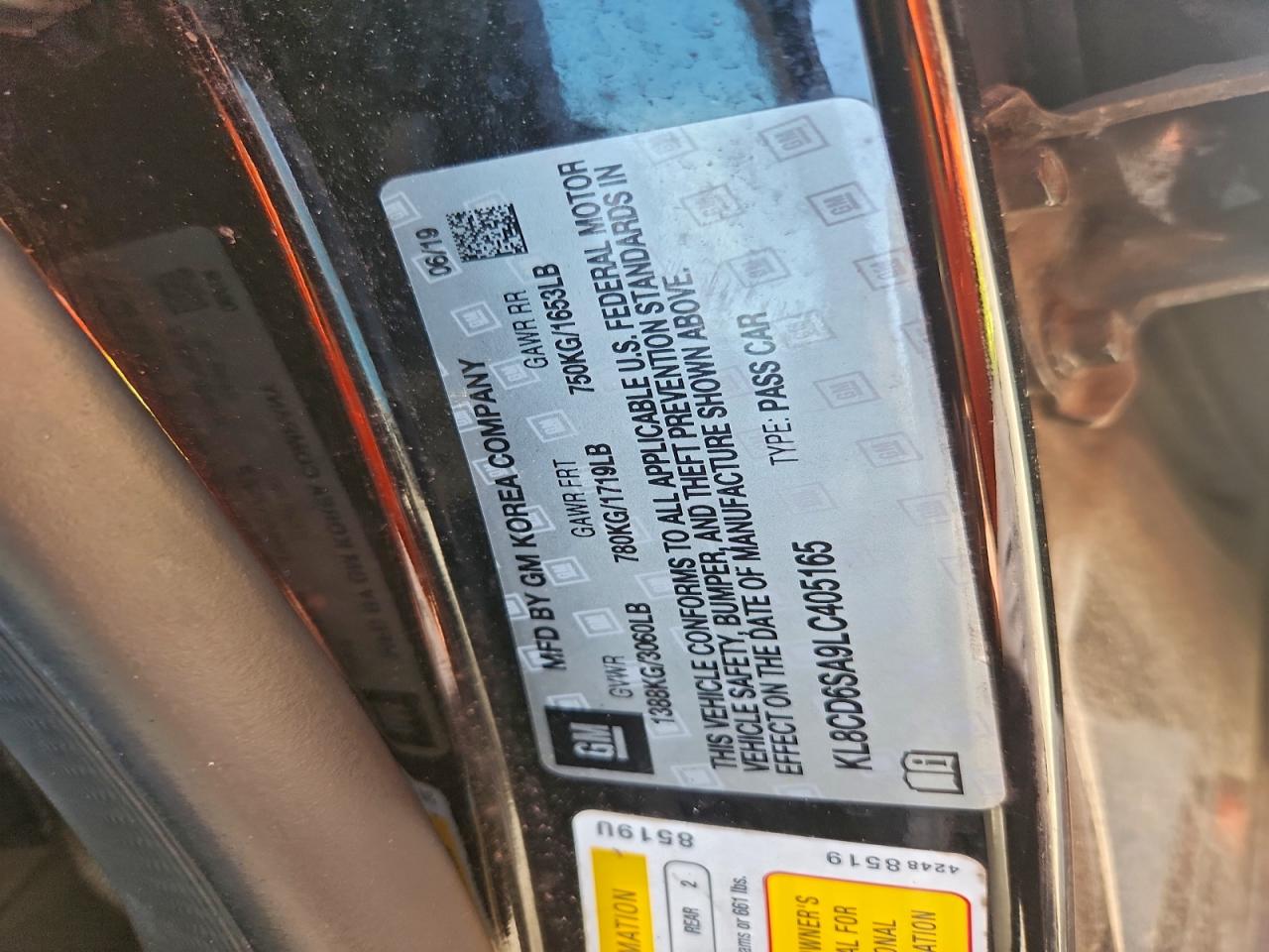 2020 Chevrolet Spark 1Lt VIN: KL8CD6SA9LC405165 Lot: 94577275