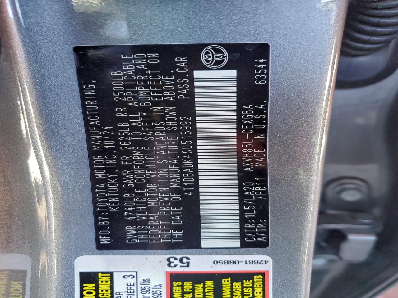 2025 Toyota Camry Xse VIN: 4T1DBADK4SU515992 Lot: 94219065