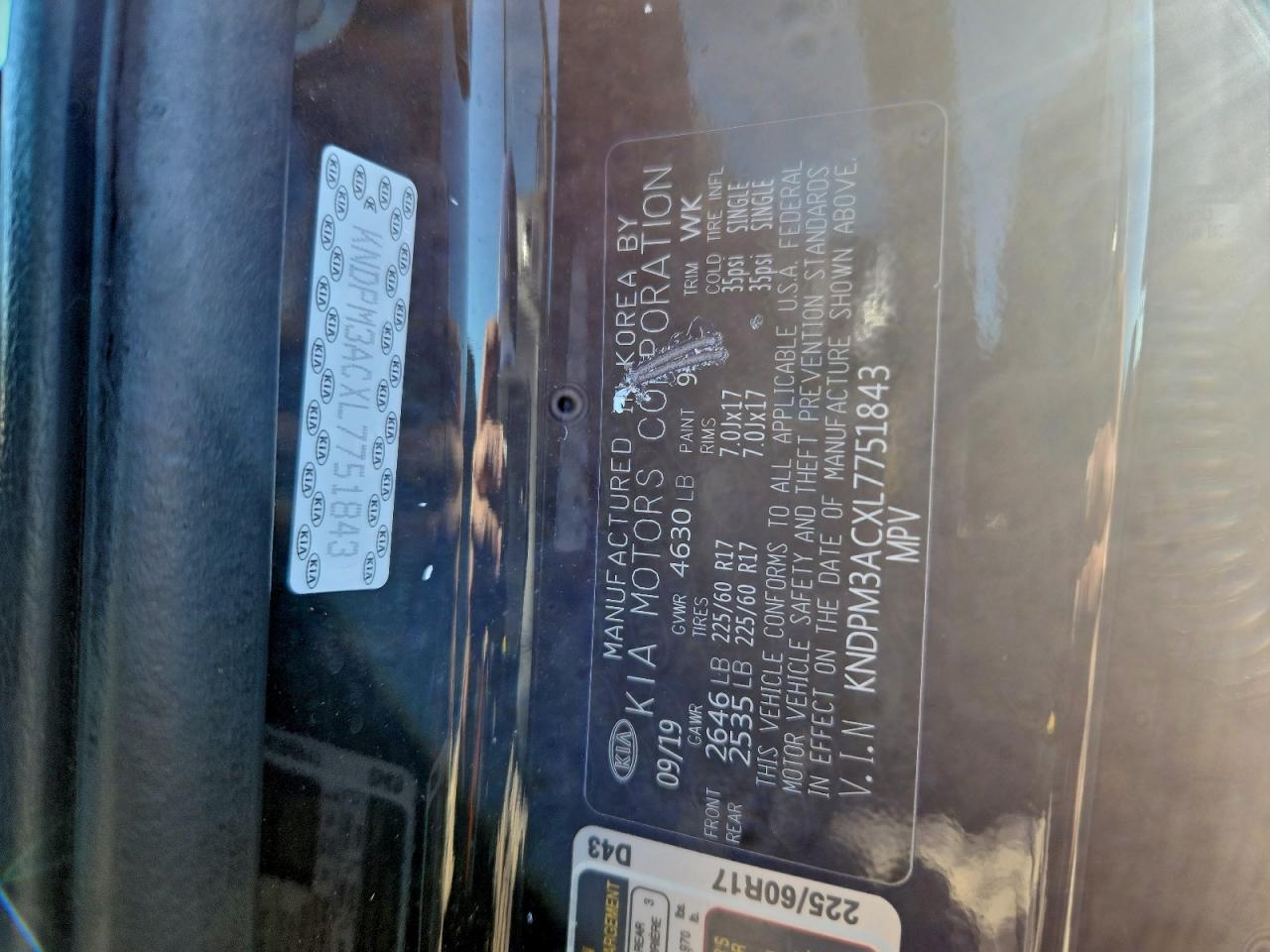 2020 Kia Sportage Lx VIN: KNDPM3ACXL7751843 Lot: 94561305