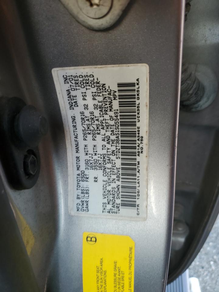 2001 Toyota Sequoia Limited VIN: 5TDZT38A51S055491 Lot: 92453895