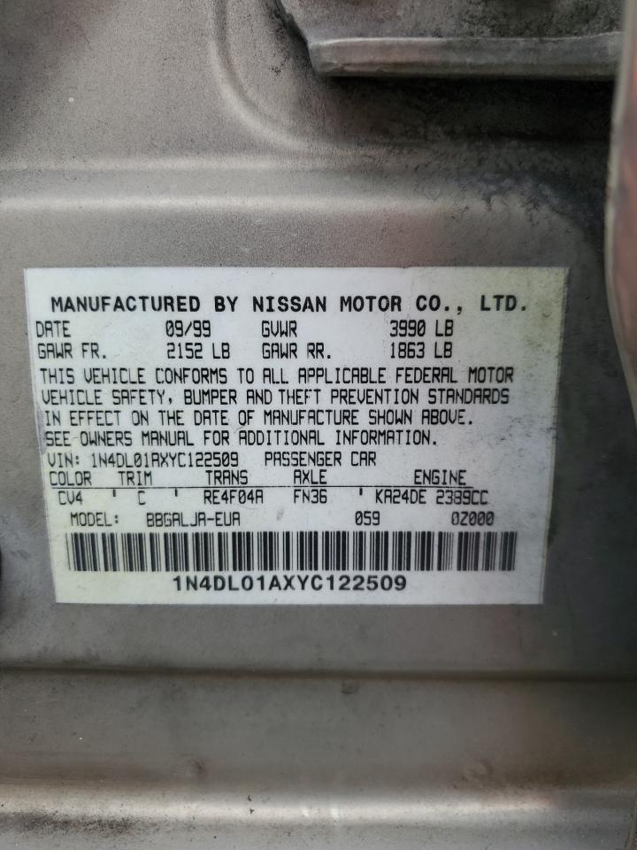 2000 Nissan Altima Xe VIN: 1N4DL01AXYC122509 Lot: 91679385