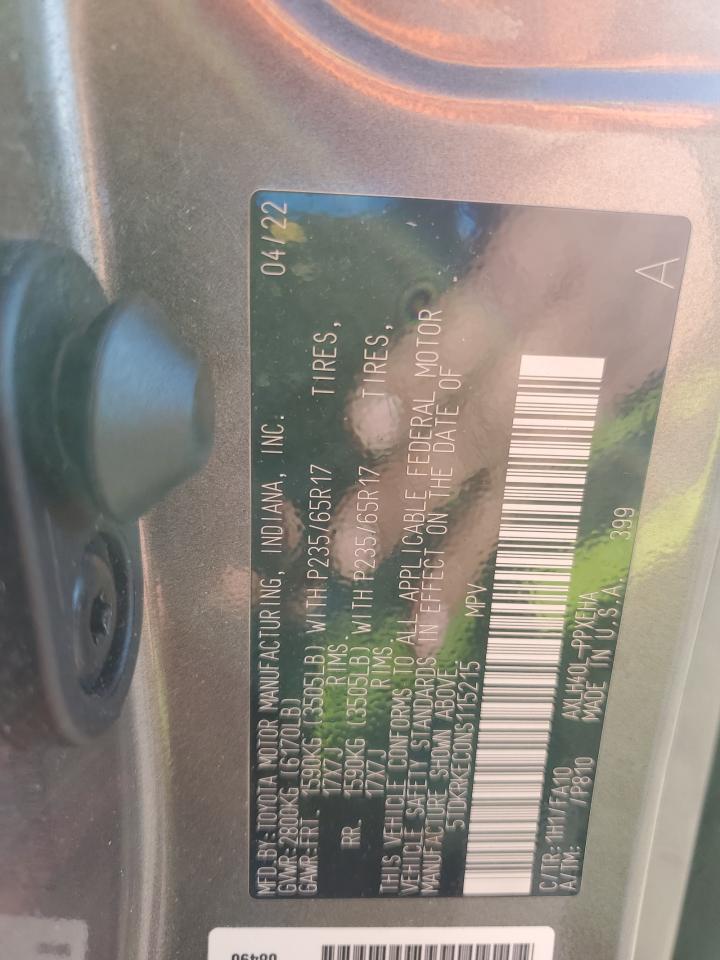 2022 Toyota Sienna Le VIN: 5TDKRKEC0NS115215 Lot: 91596065