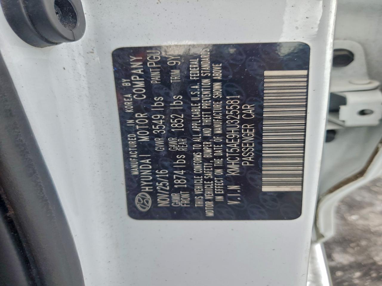 2017 Hyundai Accent Se VIN: KMHCT5AE9HU325581 Lot: 93967465