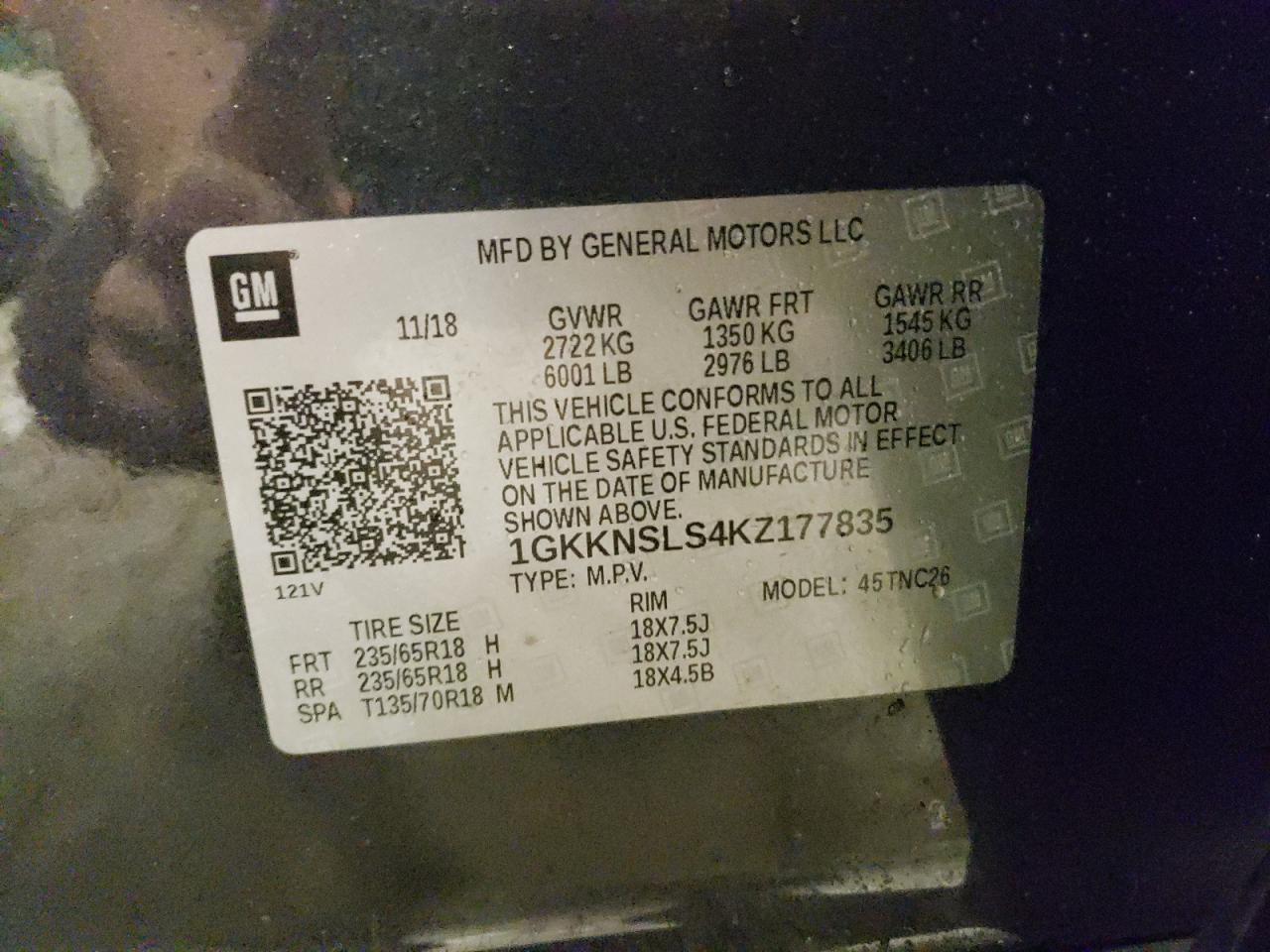 2019 GMC Acadia Sle VIN: 1GKKNSLS4KZ177835 Lot: 93463115