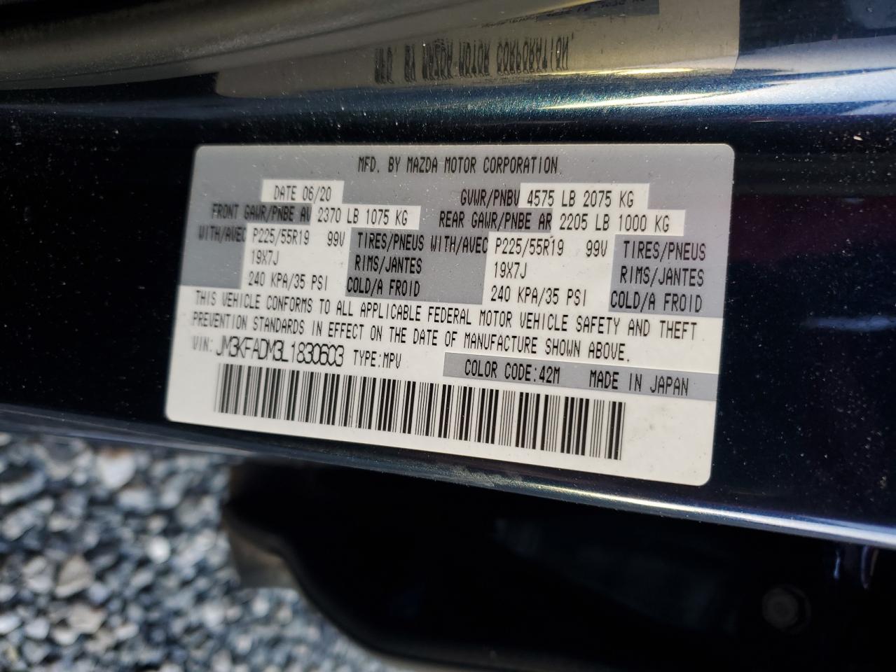 2020 Mazda Cx-5 Grand Touring VIN: JM3KFADM3L1830603 Lot: 91482395