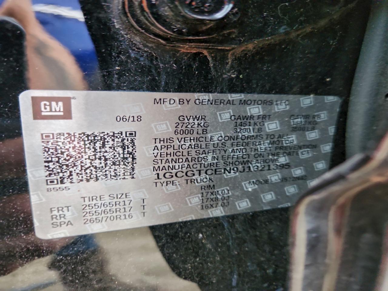 2018 Chevrolet Colorado Lt VIN: 1GCGTCEN9J1321395 Lot: 90218185