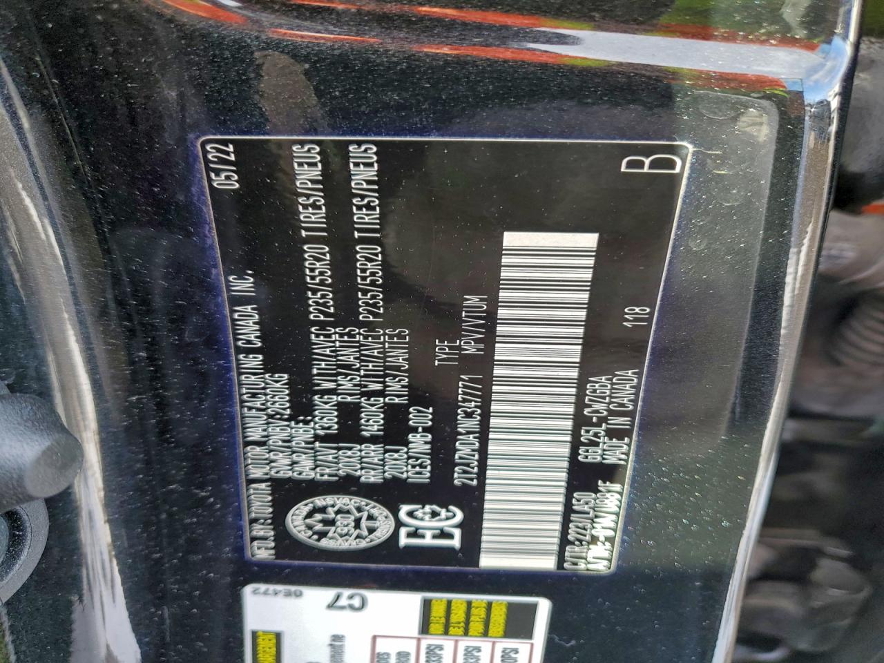 2022 Lexus Rx 350 VIN: 2T2JZMDA1NC347771 Lot: 94128195