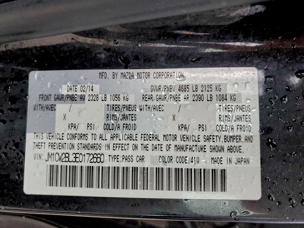 2014 Mazda 5 Sport VIN: JM1CW2BL3E0172660 Lot: 93733955