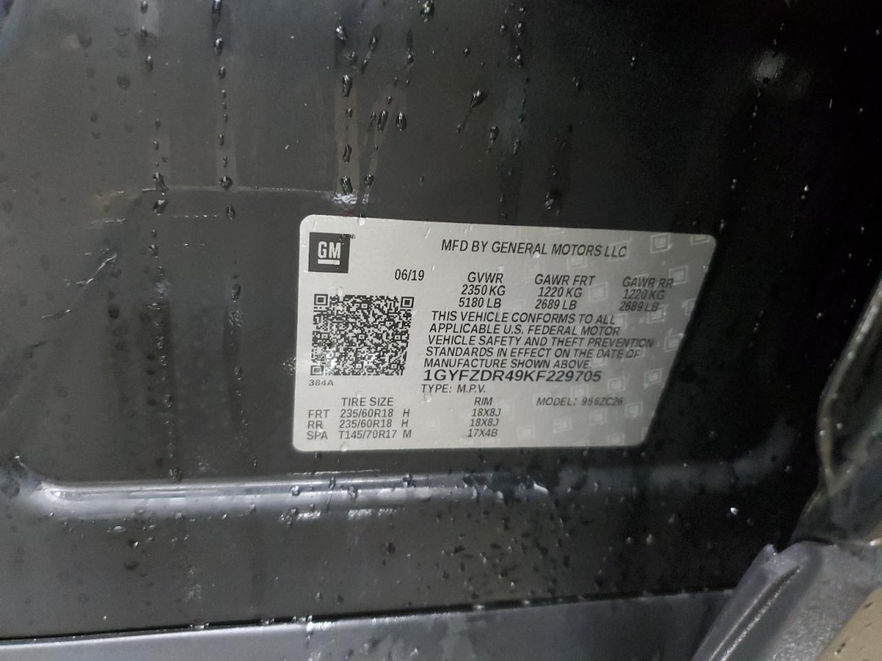 2019 Cadillac Xt4 Premium Luxury VIN: 1GYFZDR49KF229705 Lot: 92904835