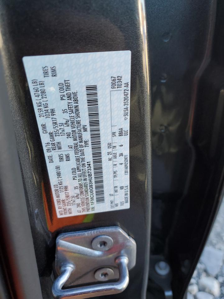 2017 Ford Escape Se VIN: 1FMCU0G93HUB73341 Lot: 91345555