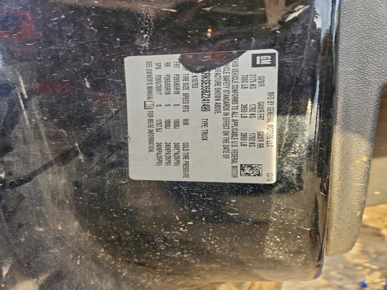 2011 Chevrolet Silverado K1500 Lt VIN: 1GCRKSE35BZ241499 Lot: 94273205