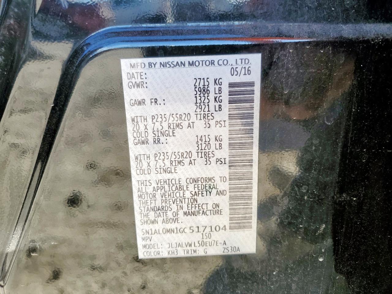 2016 Infiniti Qx60 VIN: 5N1AL0MN1GC517104 Lot: 92924905