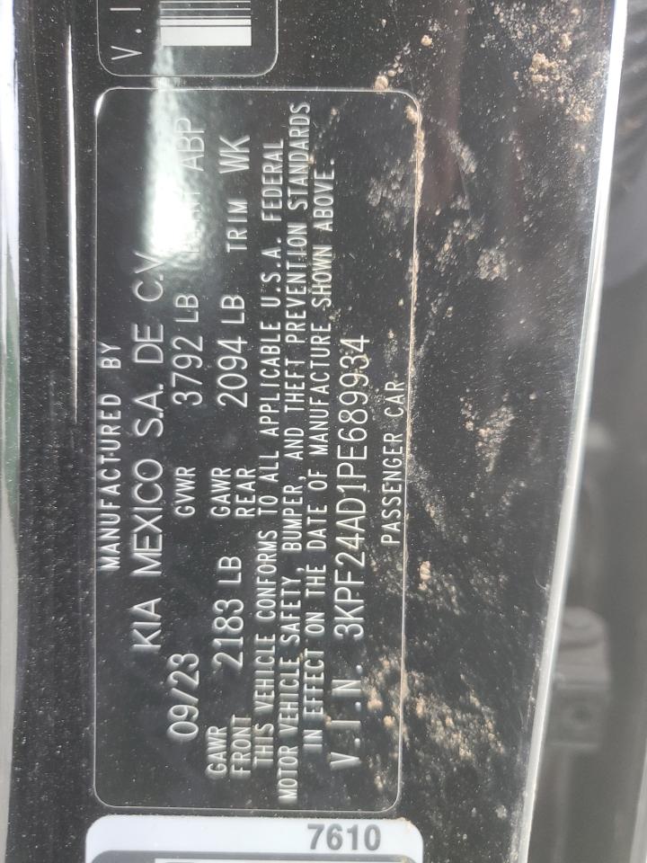 2023 Kia Forte Lx VIN: 3KPF24AD1PE689934 Lot: 92760495