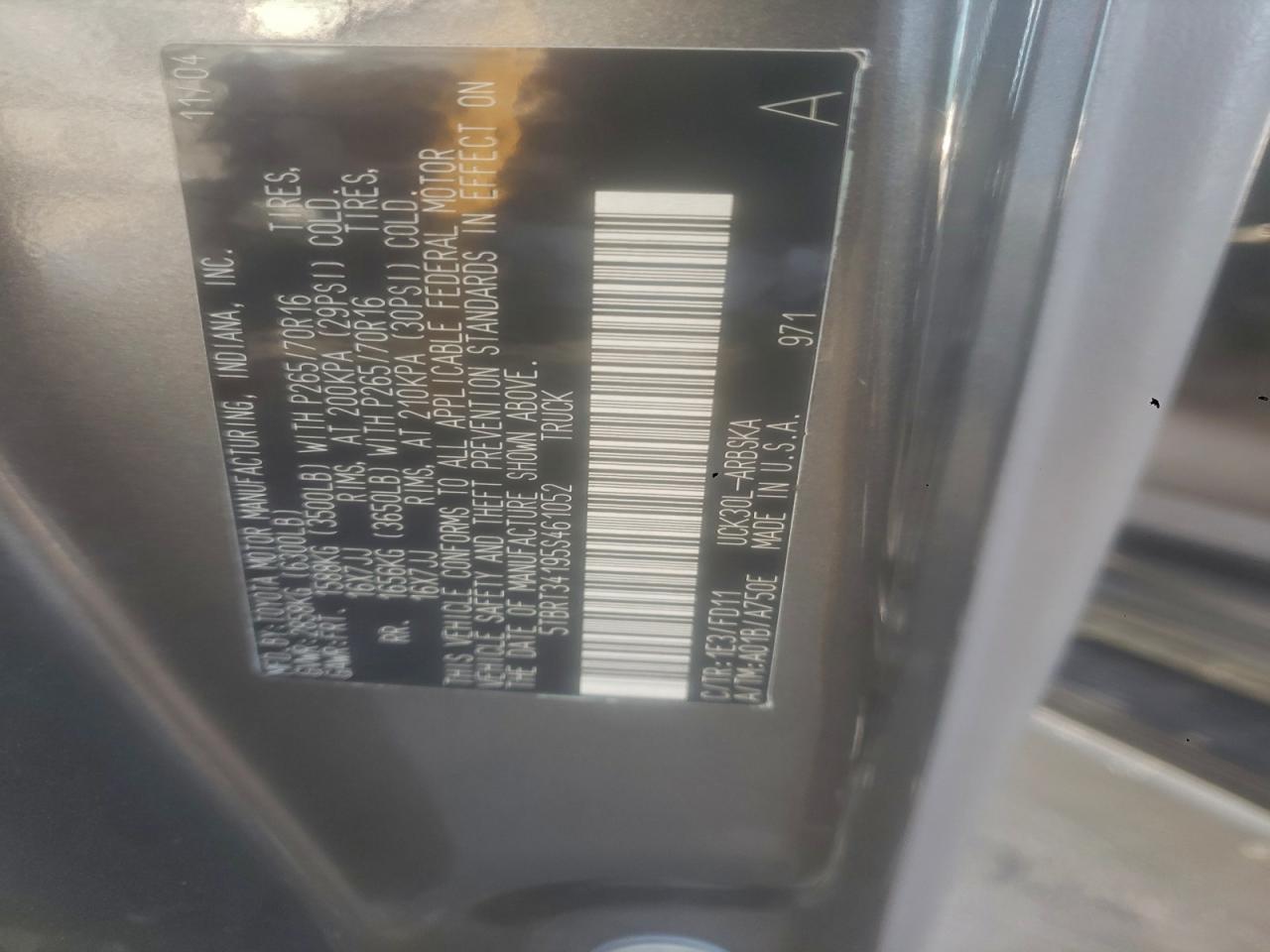 2005 Toyota Tundra Access Cab Sr5 VIN: 5TBRT34195S461052 Lot: 93644325