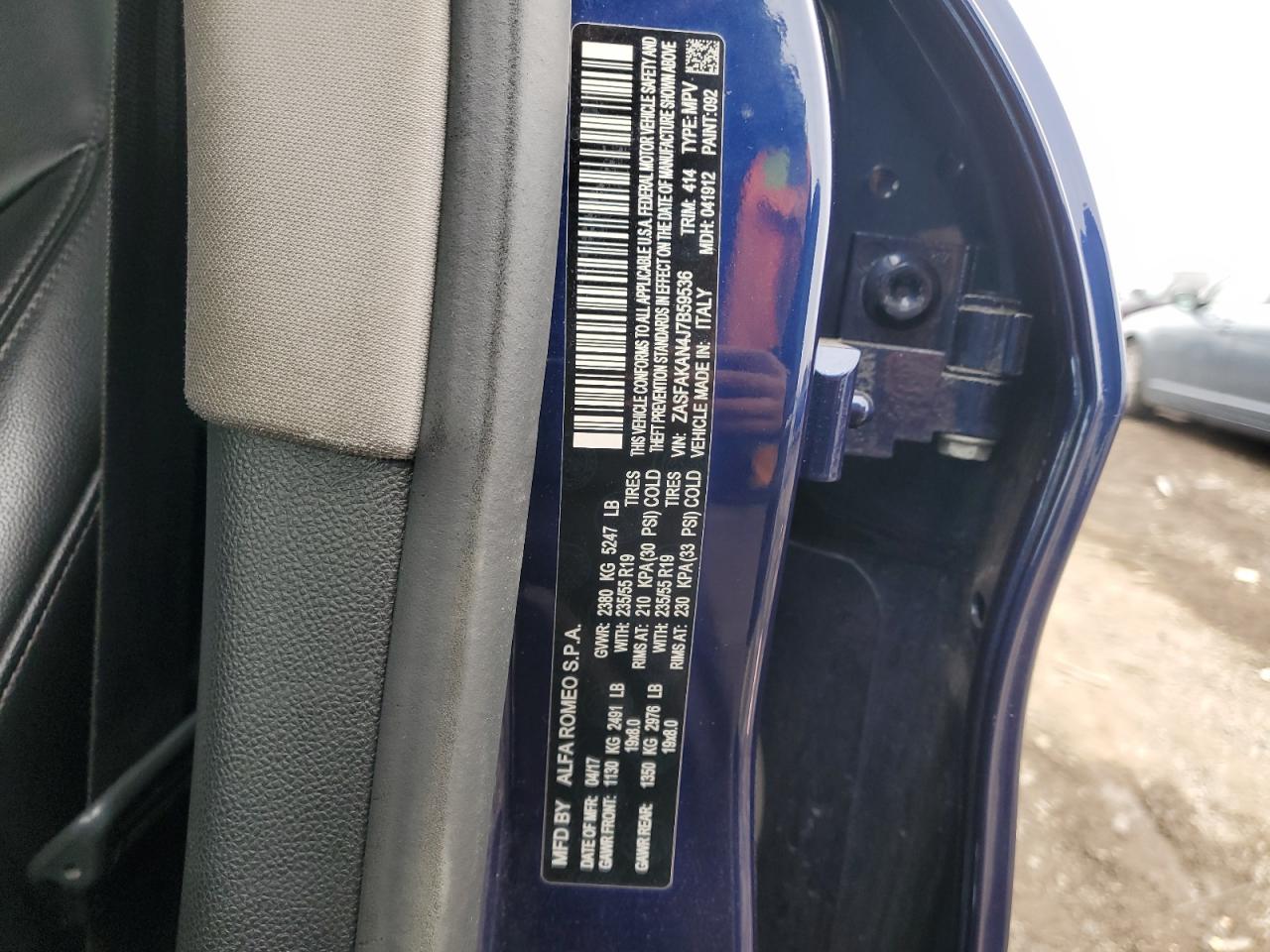 2018 Alfa Romeo Stelvio VIN: ZASFAKAN4J7B59536 Lot: 93643495