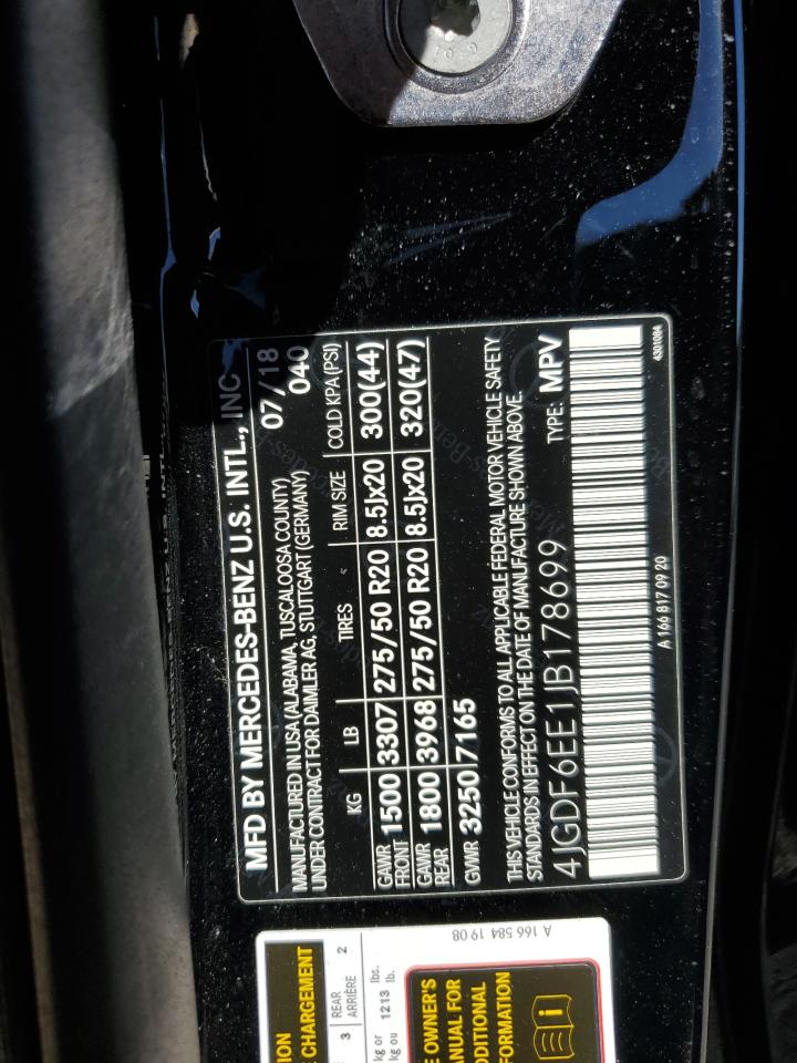 2018 Mercedes-Benz Gls 450 4Matic VIN: 4JGDF6EE1JB178699 Lot: 91458115