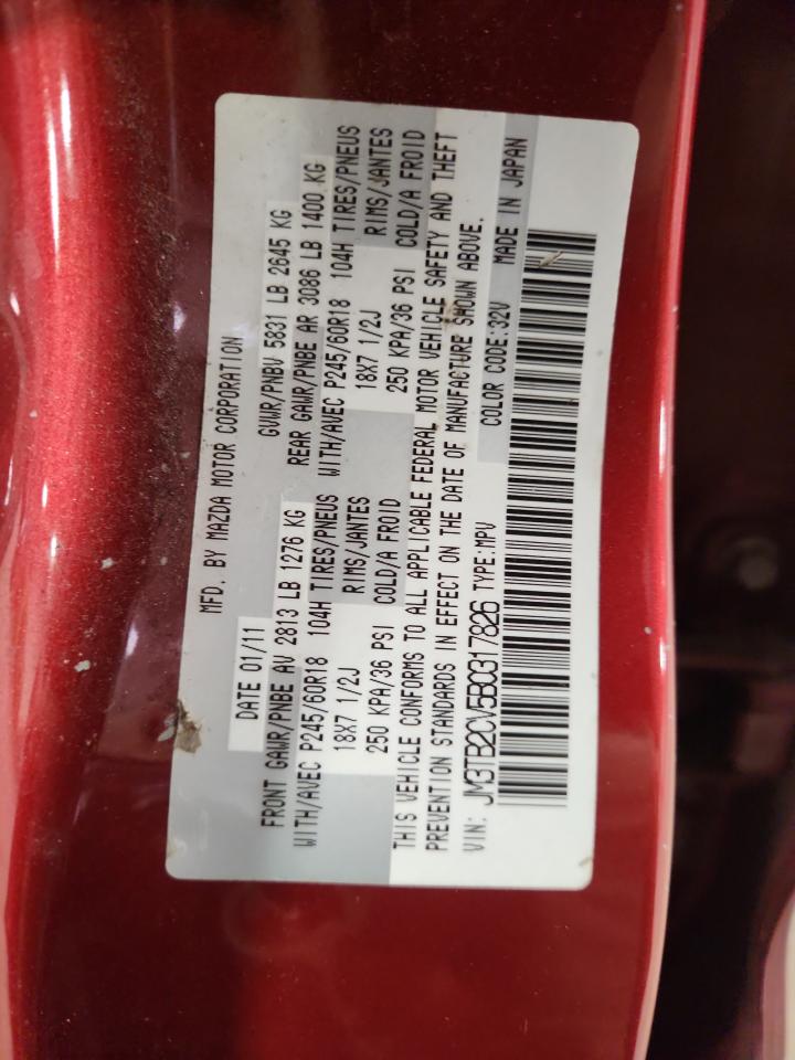 2011 Mazda Cx-9 VIN: JM3TB2CV5B0317826 Lot: 92434035