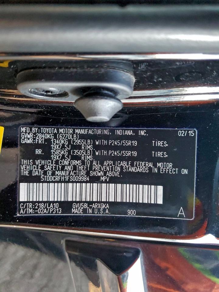 2015 Toyota Highlander Hybrid Limited VIN: 5TDDCRFH1FS009984 Lot: 94373895