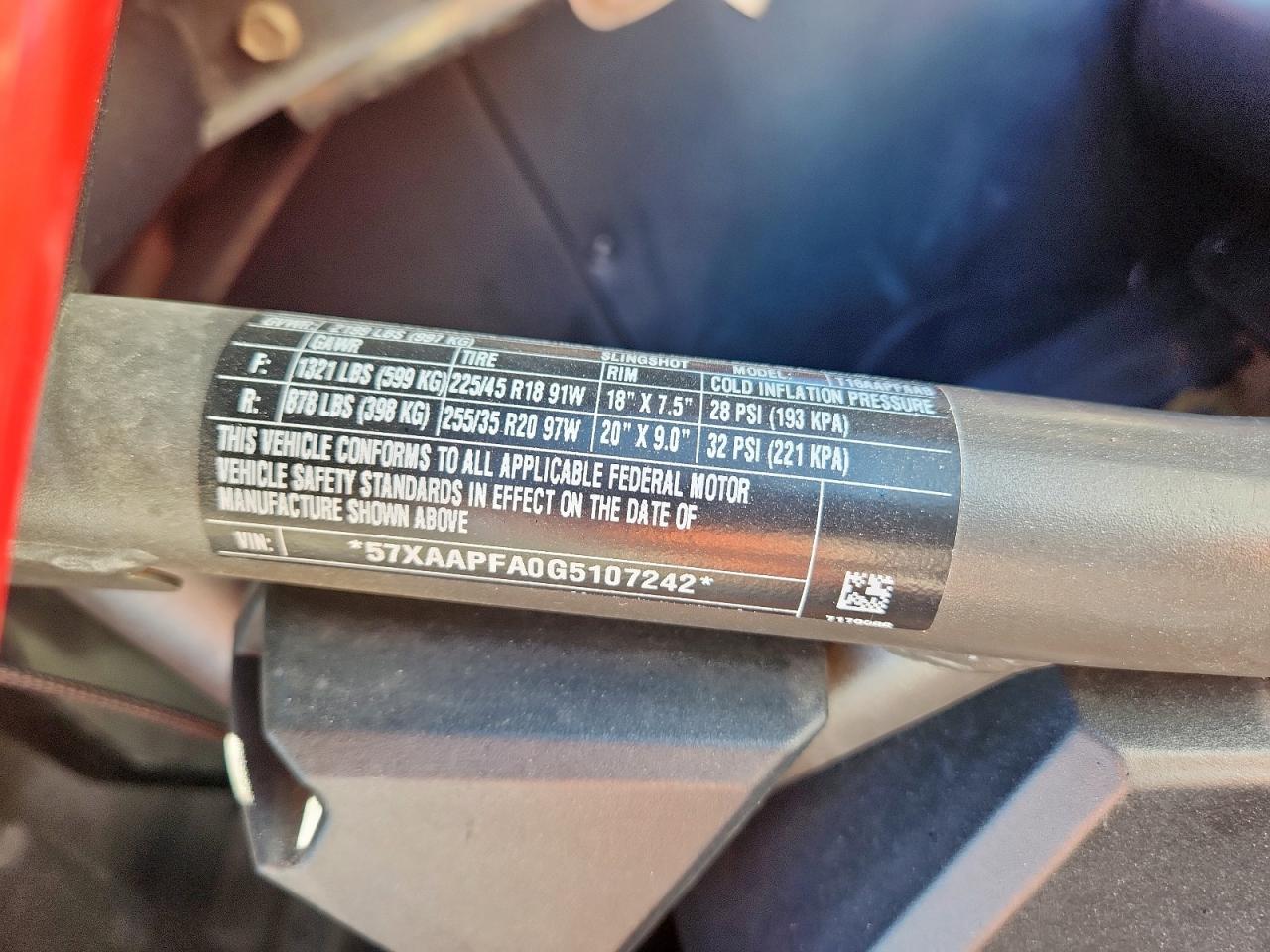 2016 Polaris Slingshot Sl VIN: 57XAAPFA0G5107242 Lot: 92060355