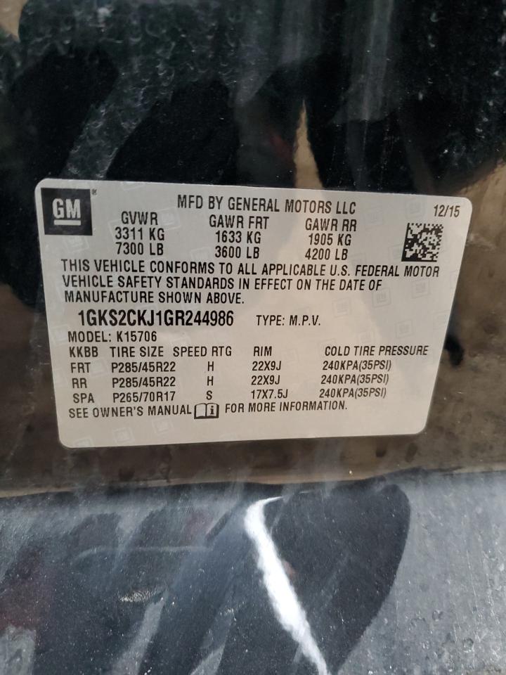 2016 GMC Yukon Denali VIN: 1GKS2CKJ1GR244986 Lot: 92020535