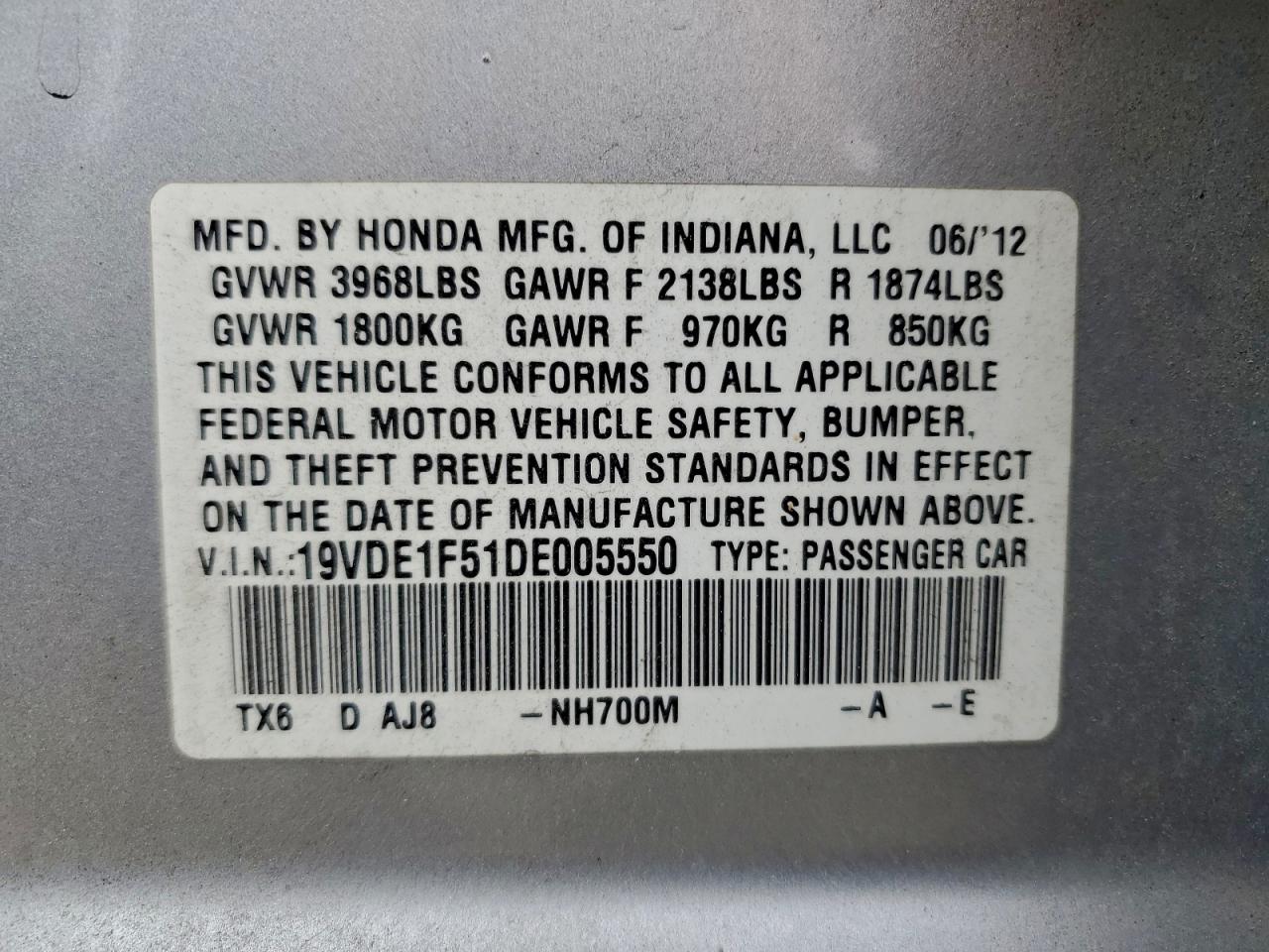 2013 Acura Ilx 20 Premium VIN: 19VDE1F51DE005550 Lot: 93399165