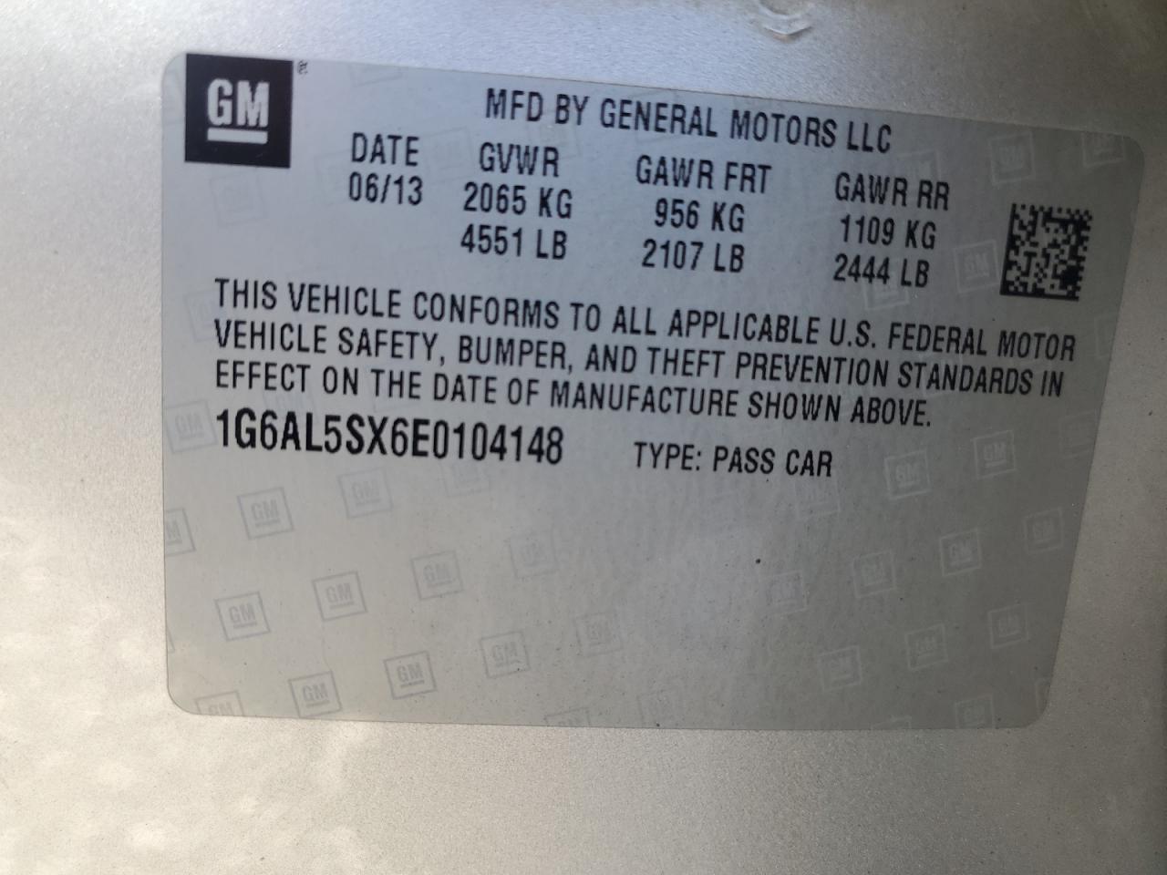 2014 Cadillac Ats Premium VIN: 1G6AL5SX6E0104148 Lot: 93267365